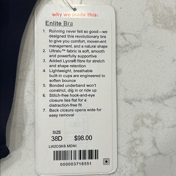 Lululemon Enlite Bra - Midnight Navy 38D - Picture 2 of 10